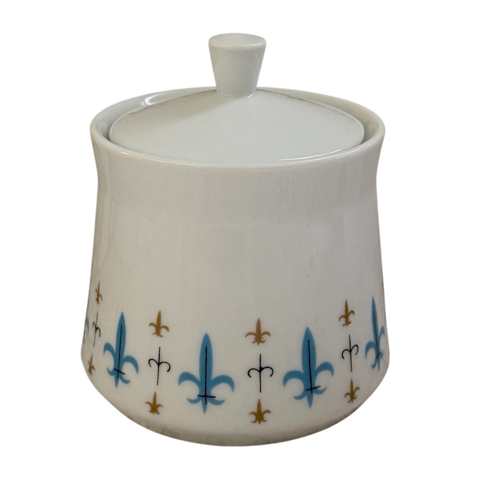 Vintage MCM Sugar Bowl * Style House Caravelle * Fleur de Lis * Yamaguchi Japan